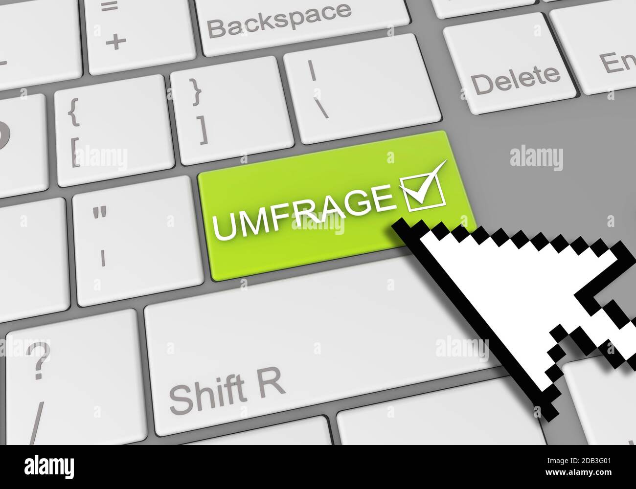 A digital illustration of a computer keyboard with a mouse clicking on ...