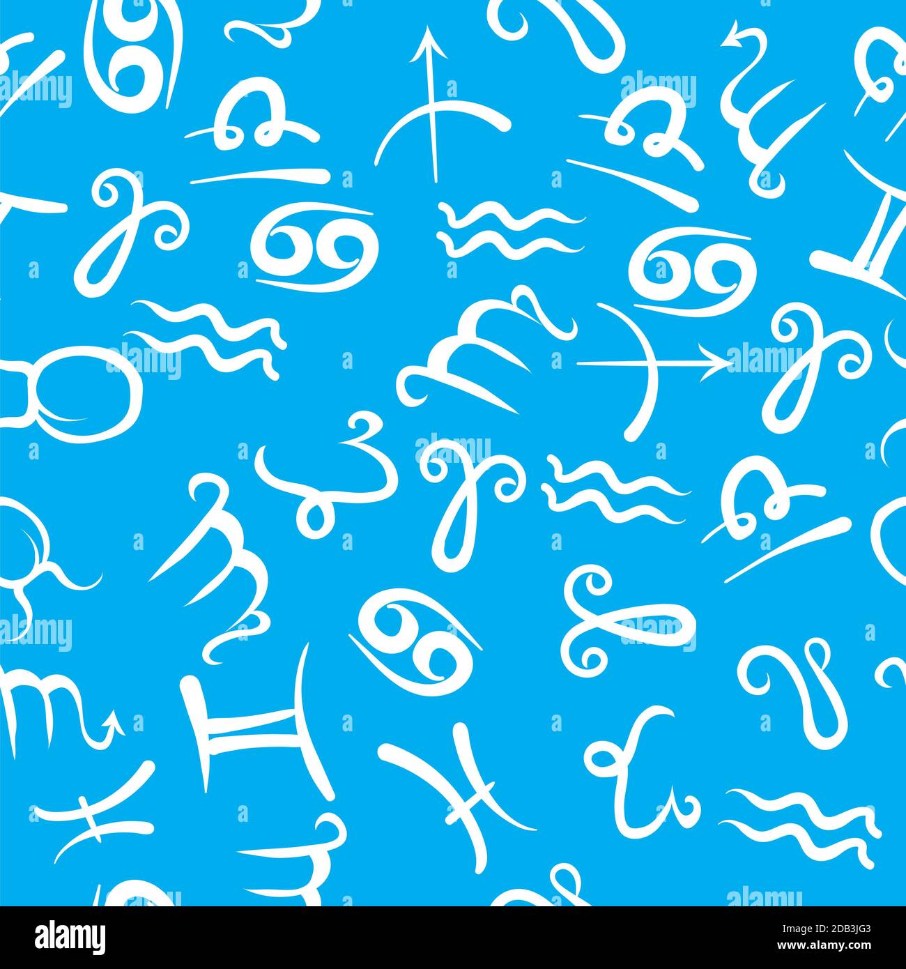 Zodiac Icon Seamless Pattern Isolated on Blue Background. Astrological ...