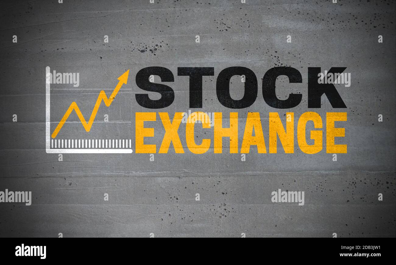 Stock Exchange logo on concrete wall concept background Stock Photo - Alamy