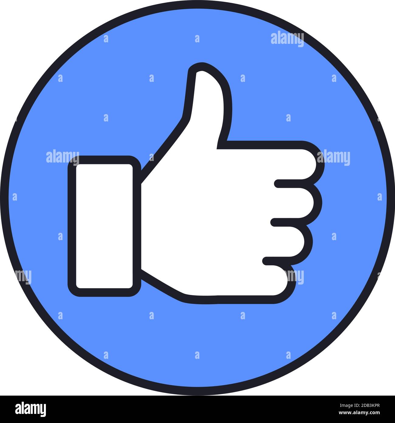 Blue like or thumb up button. Confirm web symbol vector illustration for approval Stock Vector