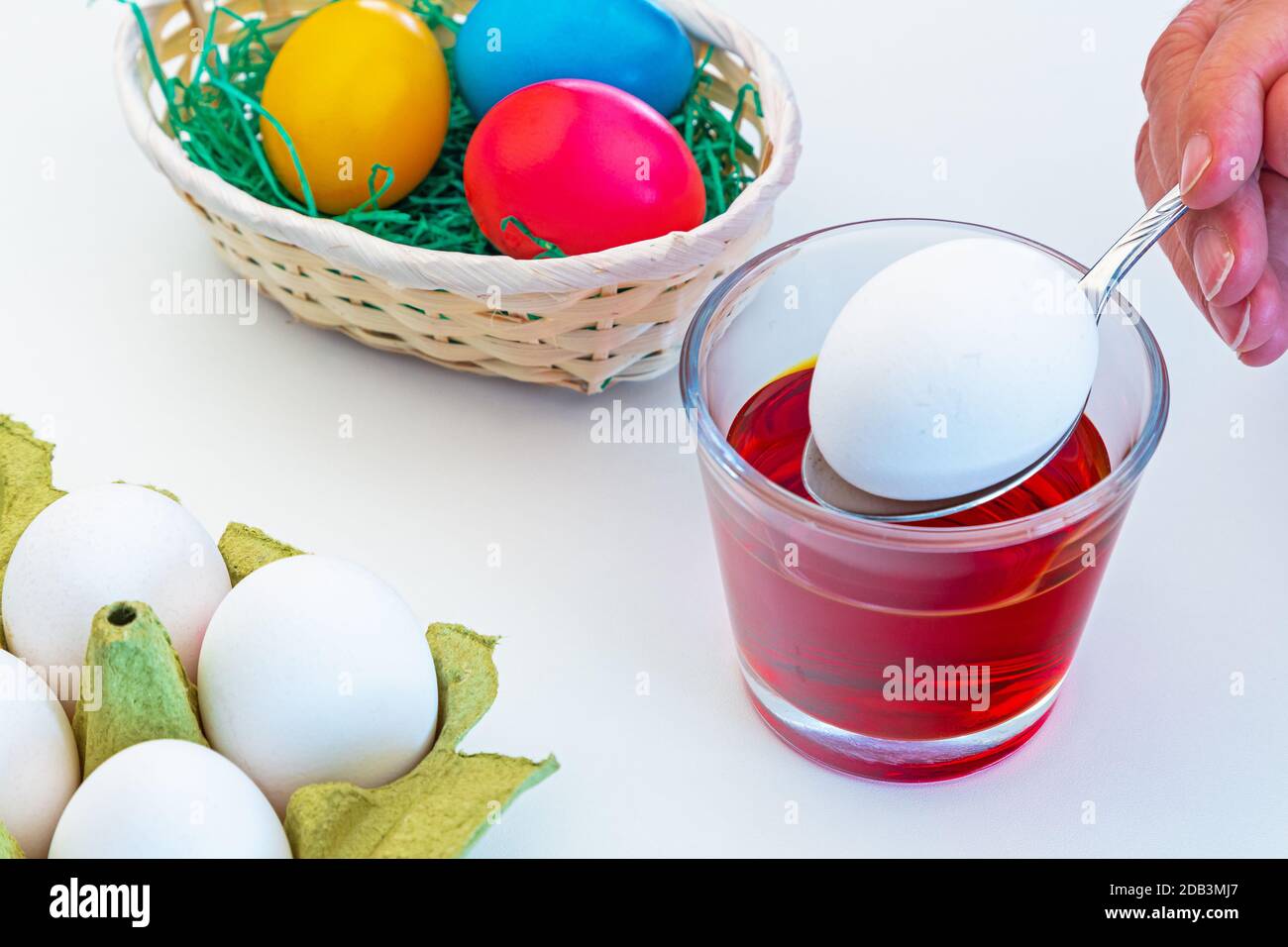 Dyeing and decorating easter eggs Stock Photo