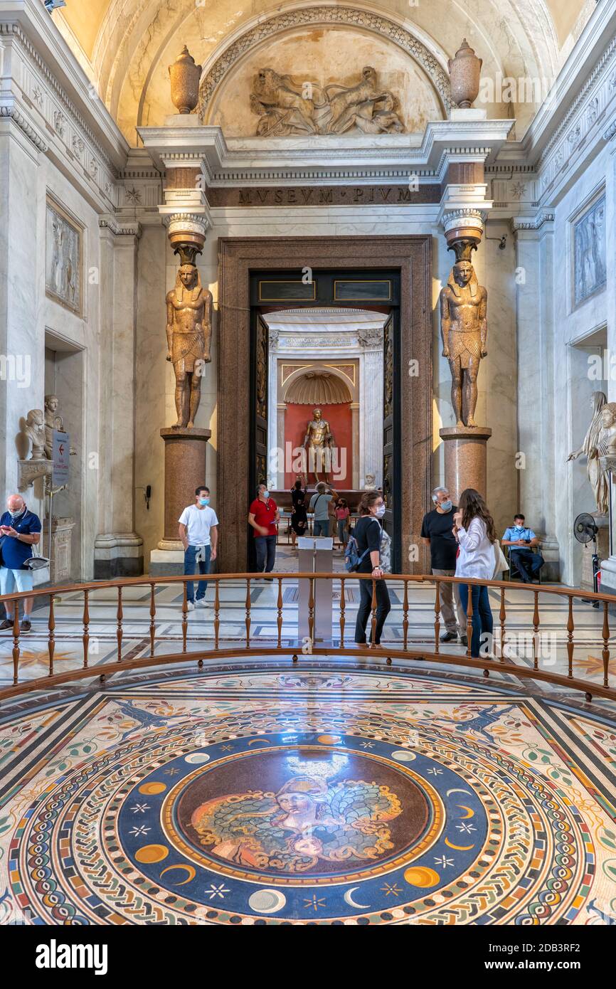 Greek Cross Hall (Sala a Croce Greca), Museo Pio Clementino interior, Vatican Museums, Rome, Italy Stock Photo