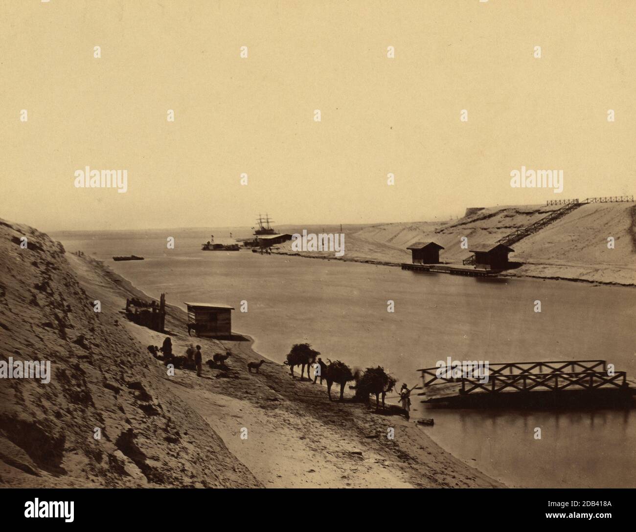 Suez Canal - Lake Timsah, from opposite the chalet. Stock Photo