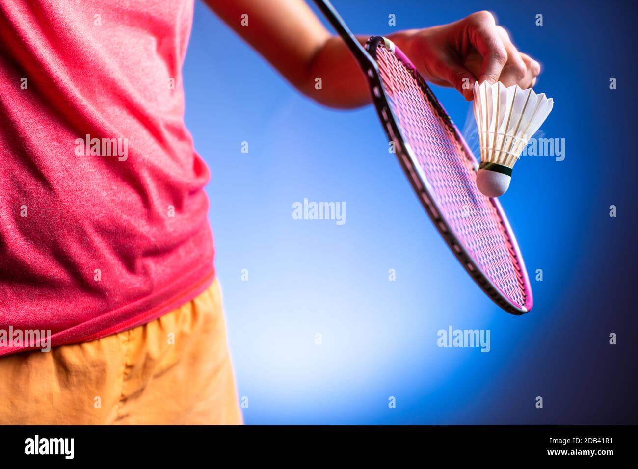 badminton racket and shuttlecock closeup Stock Photo Alamy