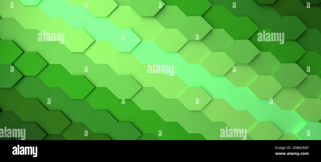 Abstract gradient green honeycomb background, 3d rendering Stock Photo ...