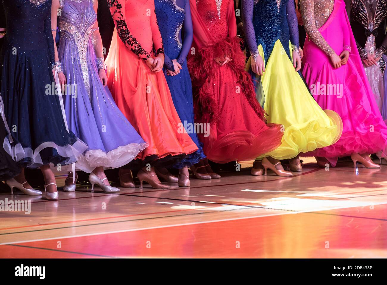 Dance Two Rows row of dancers on dance competition Stock Photo - Alamy