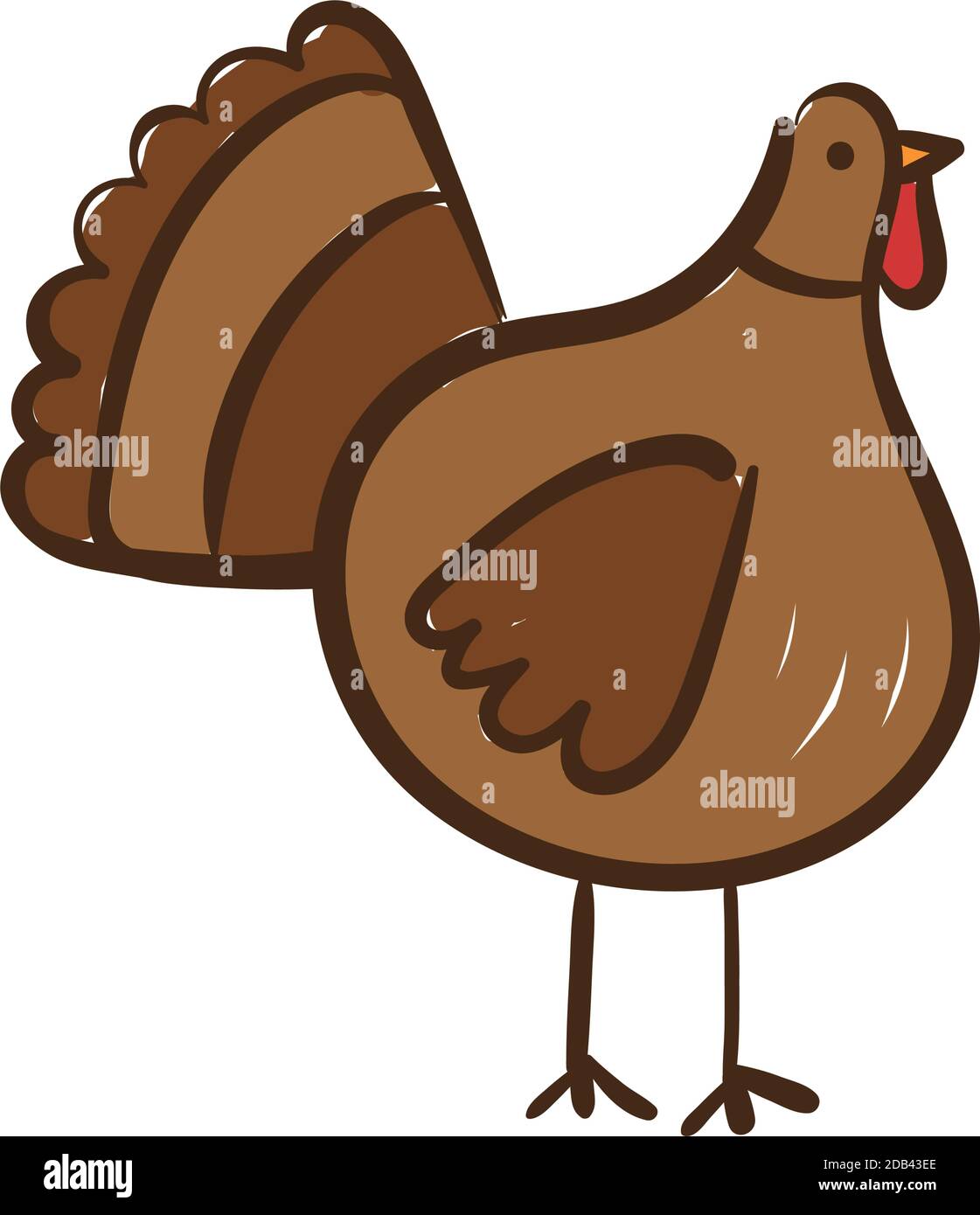 thanksgiving turkey bird hand draw style icon vector illustration ...