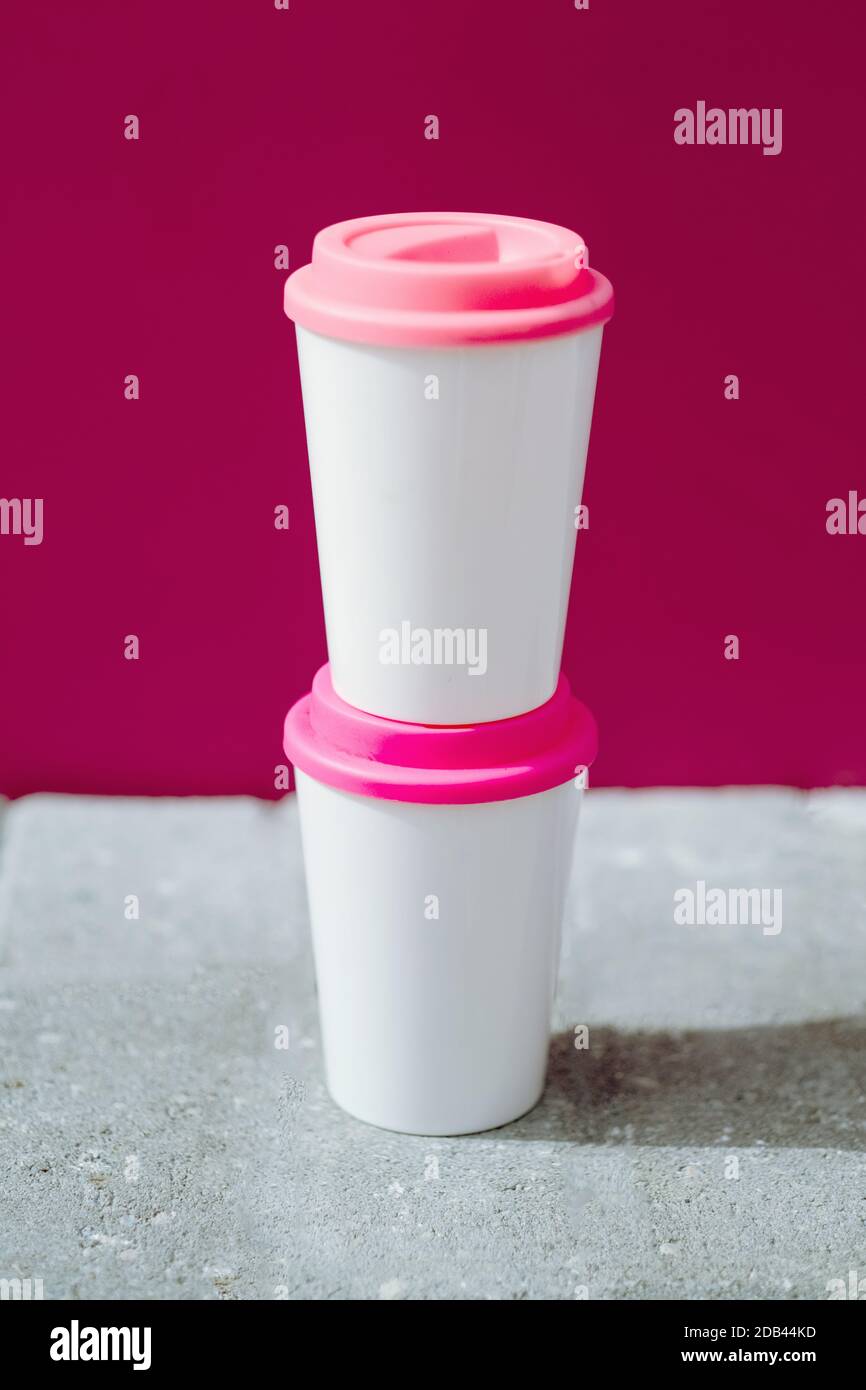 Zero waste concept stylish reusable bamboo eco coffee cup. Ban single