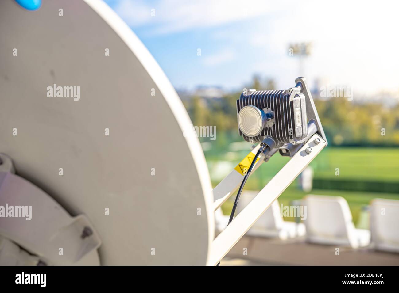 Satellite dish provides reception of signals from satellites for