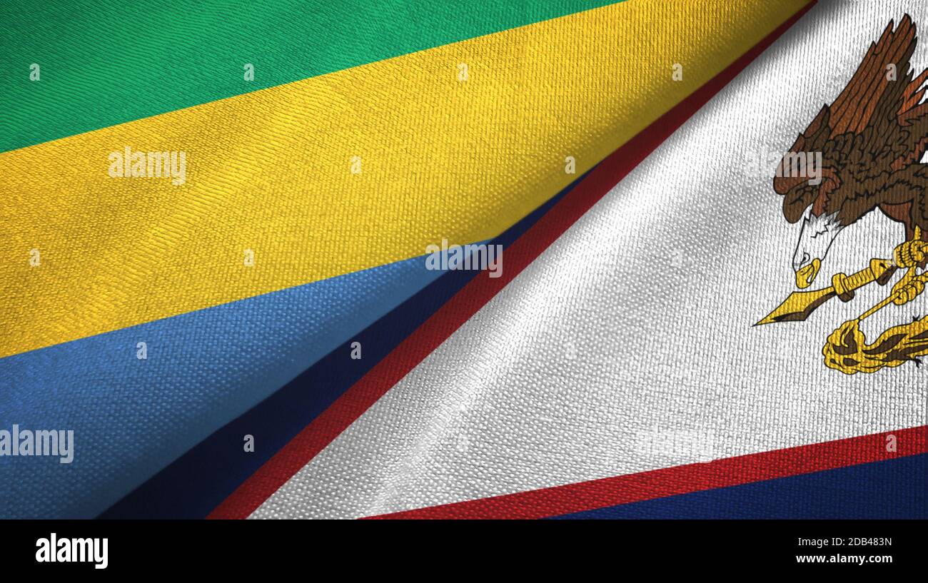 Gabon and American Samoa two flags textile cloth, fabric texture Stock Photo