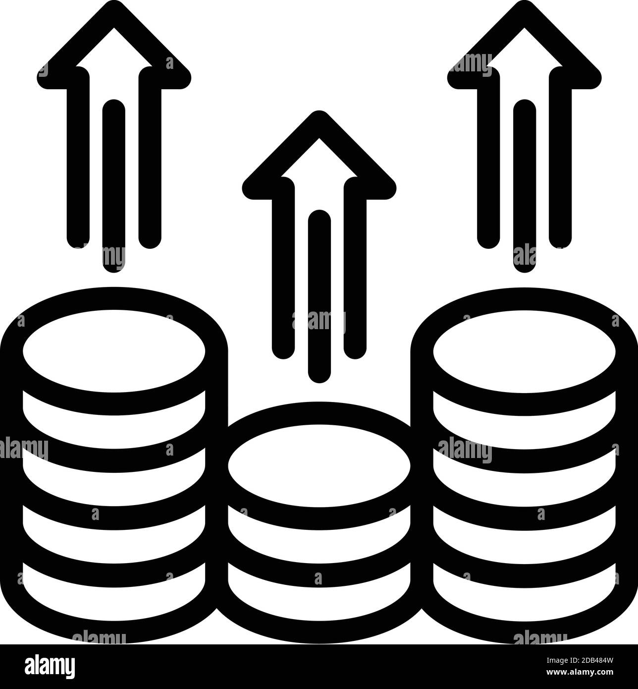 Coins raise icon. Outline coins raise vector icon for web design ...