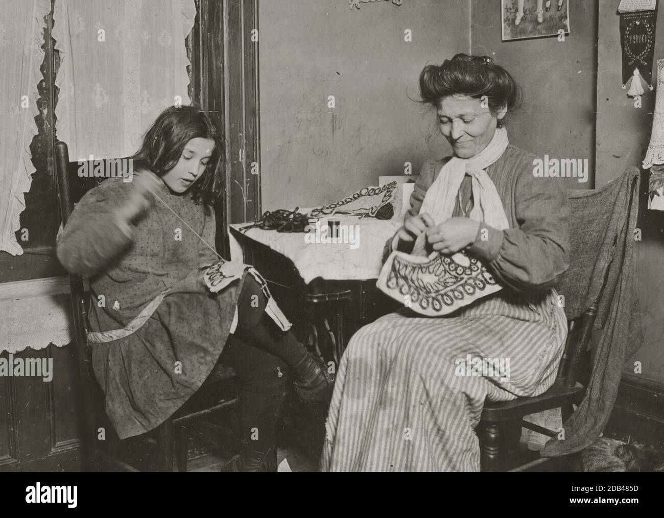 Making embroidery. Upper East Side, N.Y. City Stock Photo Alamy