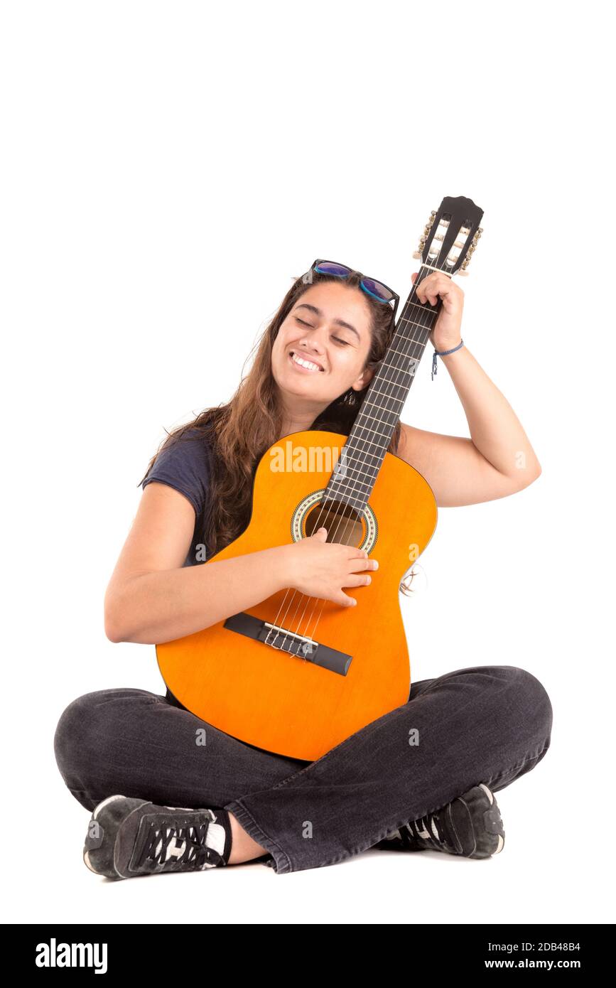 Lone Female Street Artist With A Guitar Stock Photo - Download Image Now -  20-29 Years, Adult, Artist - iStock