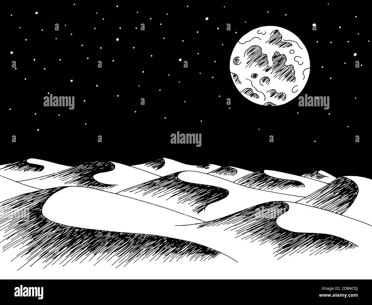Black and white desert moon Stock Vector Images - Alamy