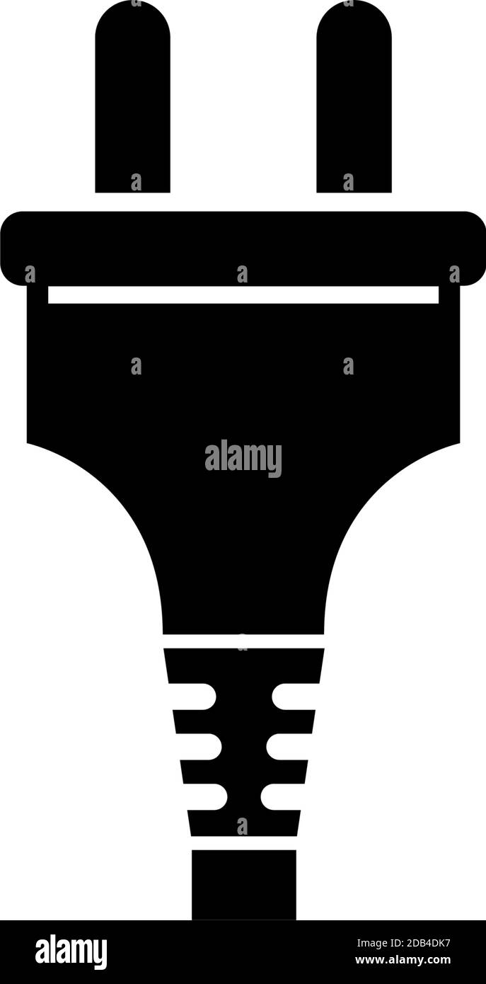 Electric Power Plug, Electrical Adapter. Flat Vector Icon illustration. Simple black symbol on
