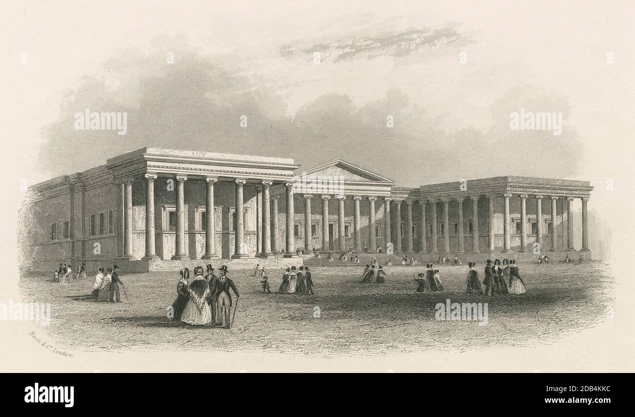 Antique c1845 engraving, the British Museum, London, England. SOURCE: ORIGINAL ENGRAVING Stock Photo