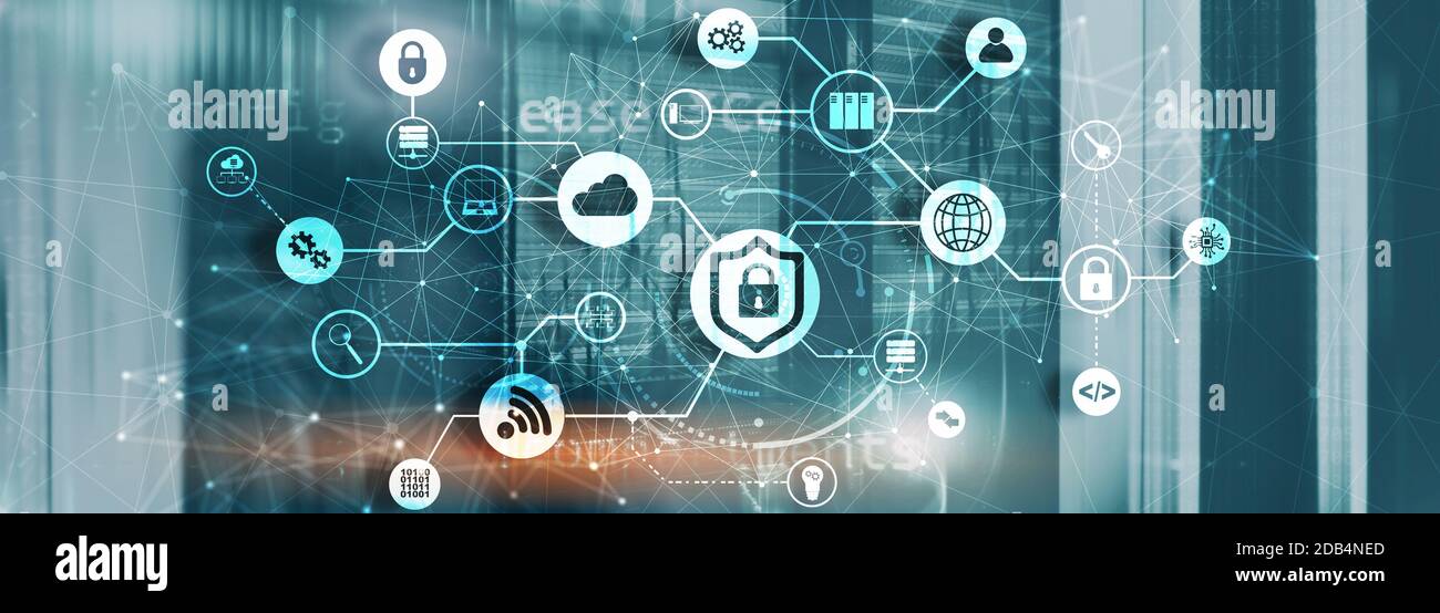 Online data security system. Protecting your business data. Stock Photo