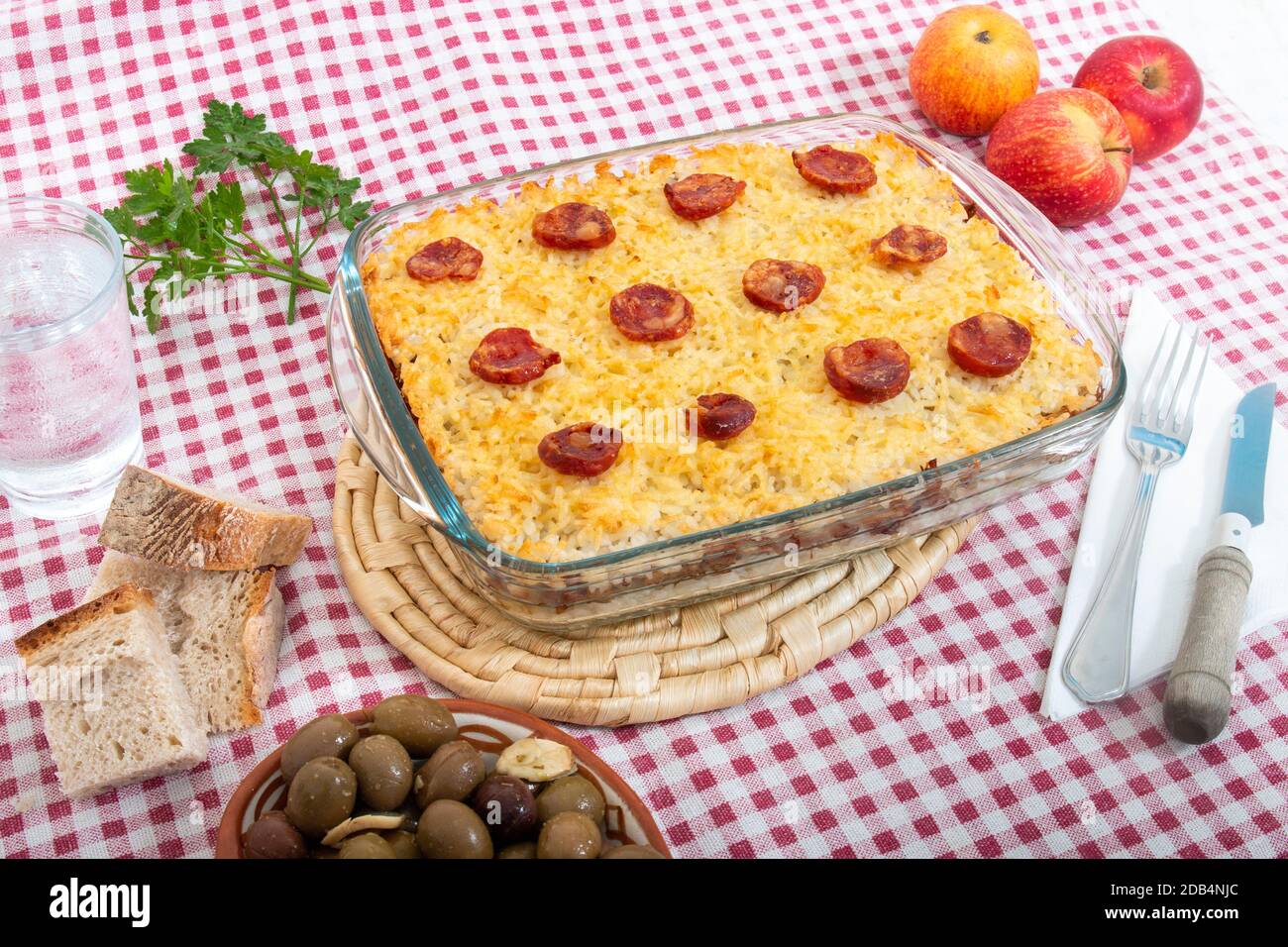 Traditional portuguese food of rice with duck and chorizo Stock Photo