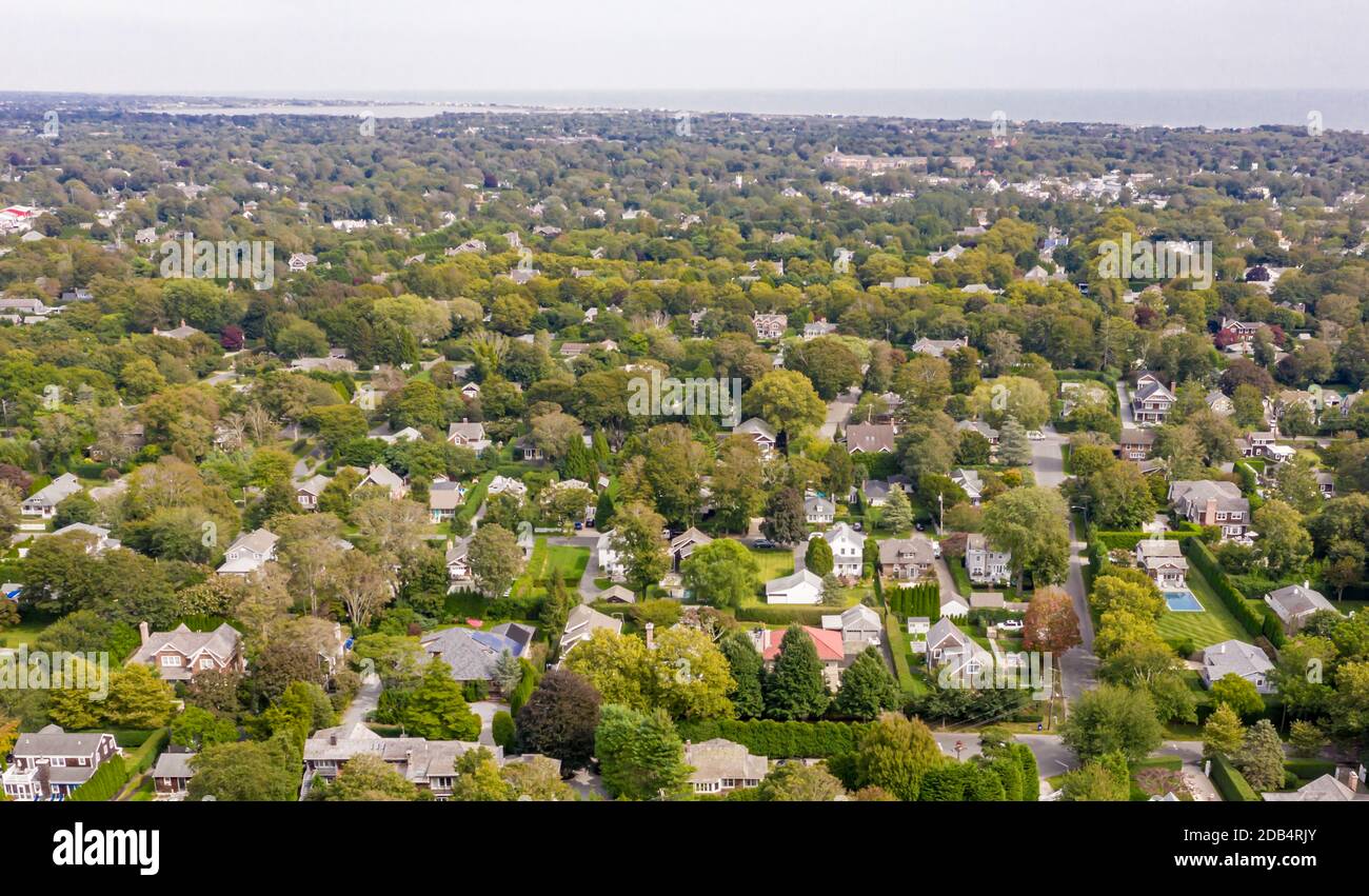 aerial view of homes in Southampton, NY Stock Photo Alamy