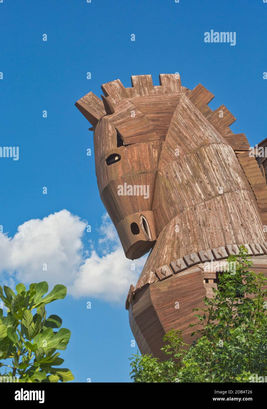 Troy, Canakkale Province, Turkey.  Imaginary reconstruction of the Trojan Horse.  Troy is a UNESCO World Heritage Site. Stock Photo