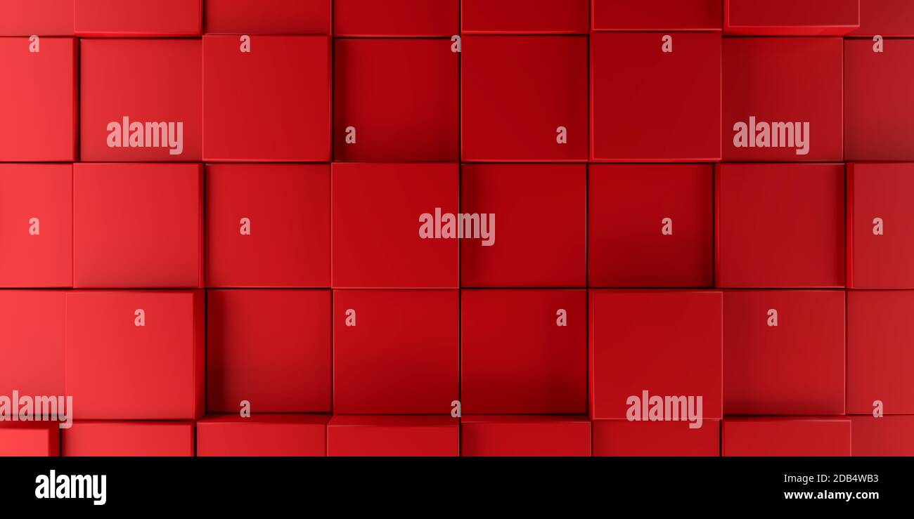 Abstract modern background with red cubes , 3d rendering Stock Photo