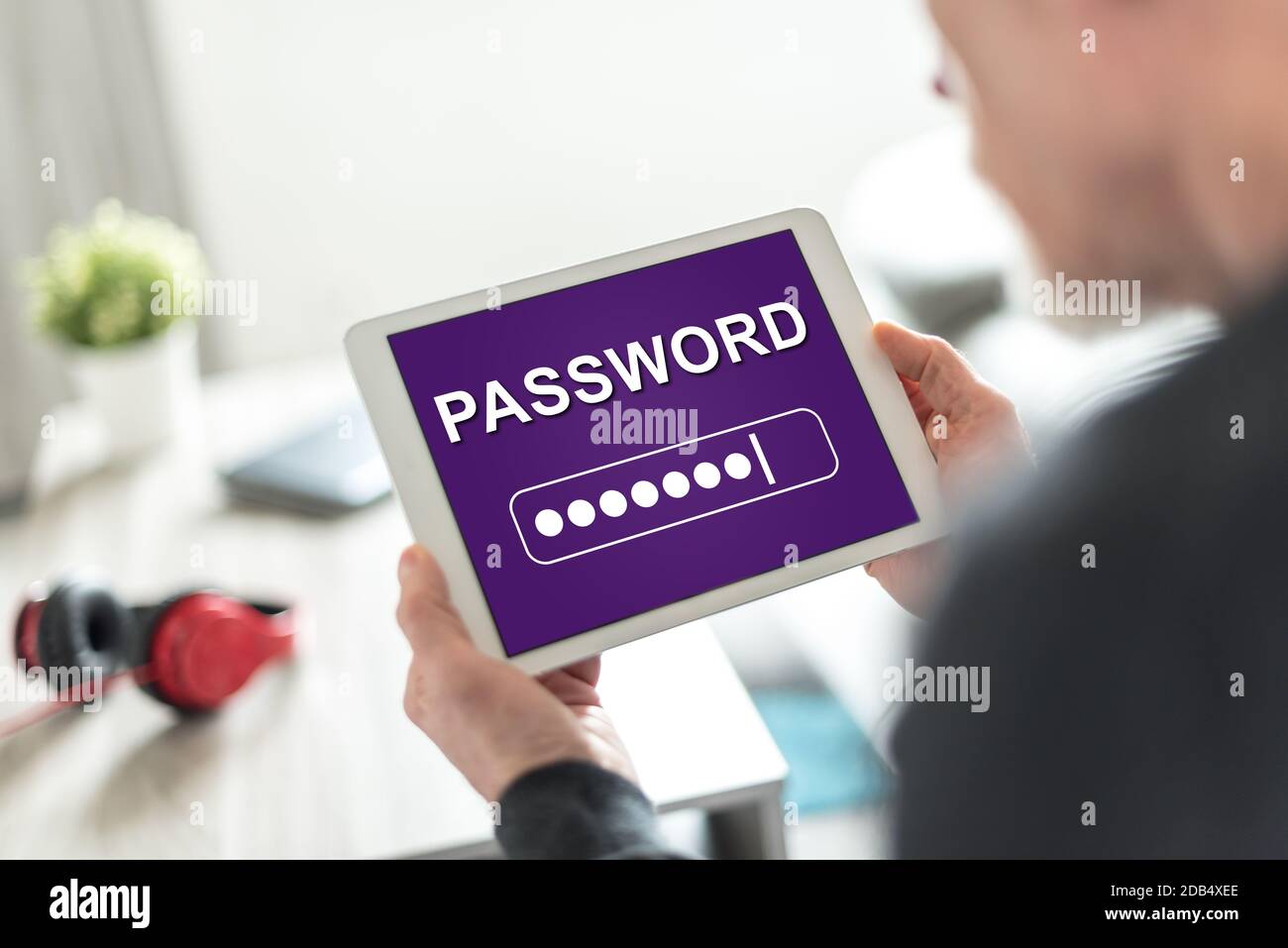 Tablet screen displaying a password concept Stock Photo