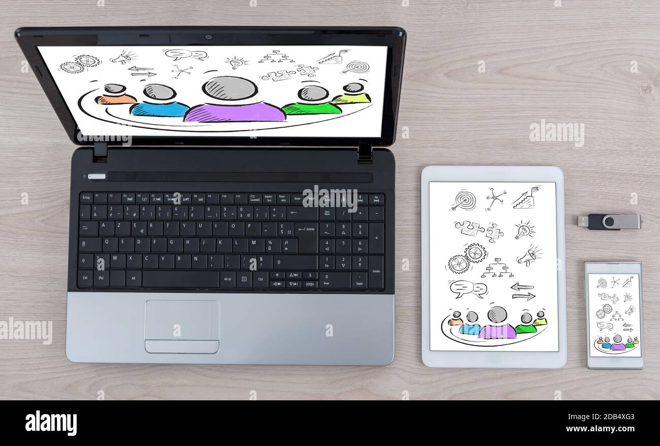 Entrepreneurship concept shown on different information technology devices Stock Photo