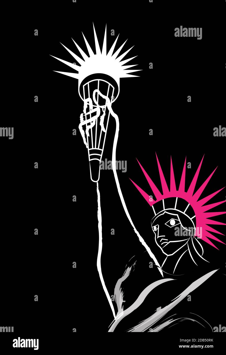 illustration of statue of liberty with a pink punk hairstyle Stock Photo Alamy