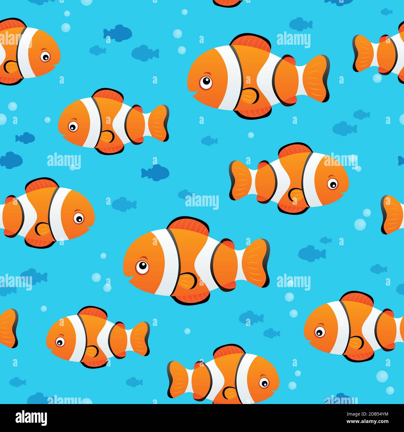 Seamless background stylized fishes 7 - picture illustration. Stock Photo