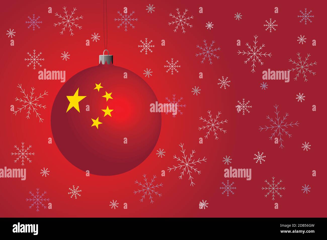 red Christmas ball with the flag of China Stock Vector