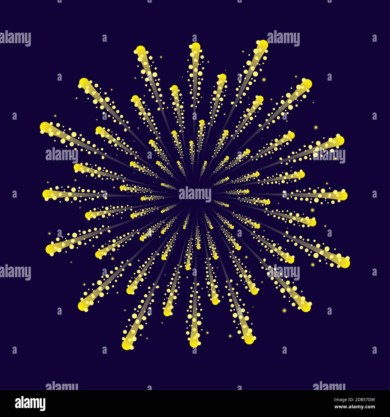 yellow fireworks splash lights in sky night vector illustration design Stock Vector