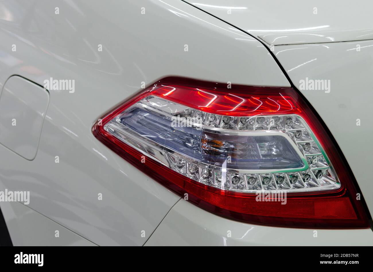 White luxury car tail lights Stock Photo Alamy
