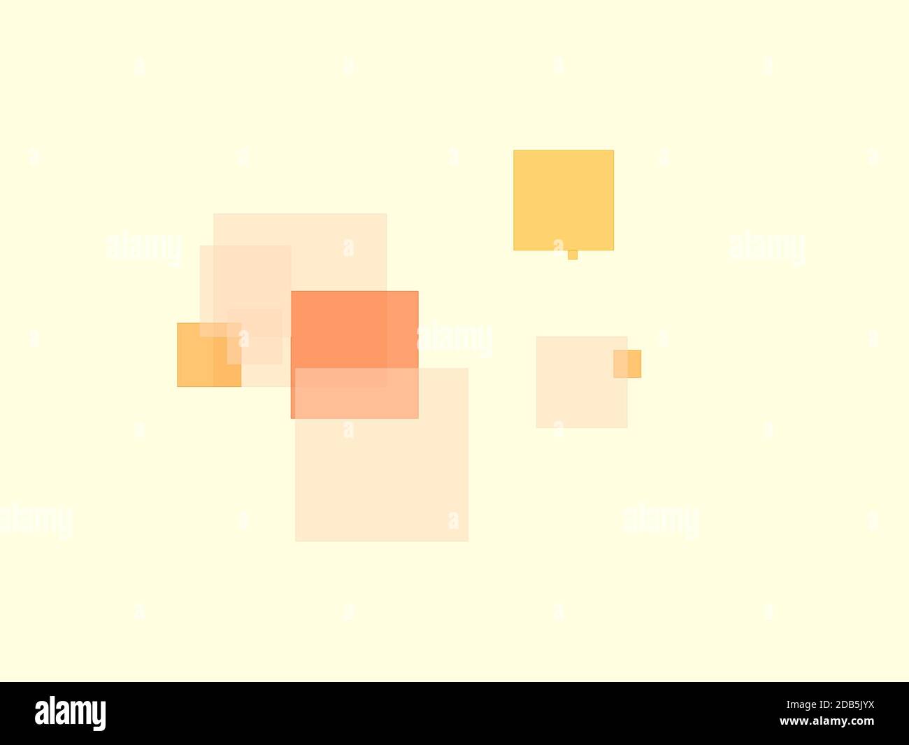 Abstract minimalist orange illustration with squares and rectangles and ...