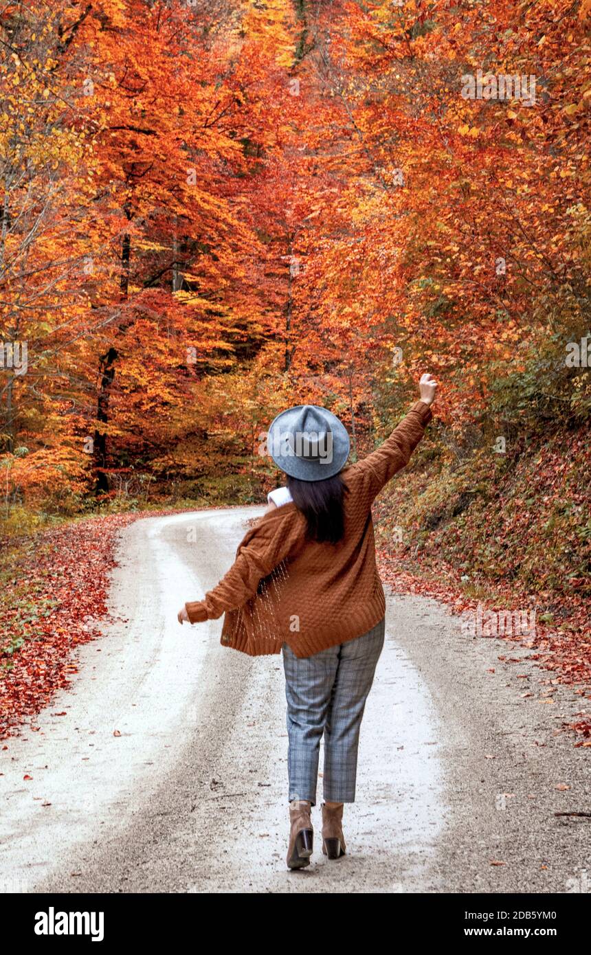 unusual collection for urban women. trendy clothes for young women. top  view .presentation of fall collection Stock Photo - Alamy