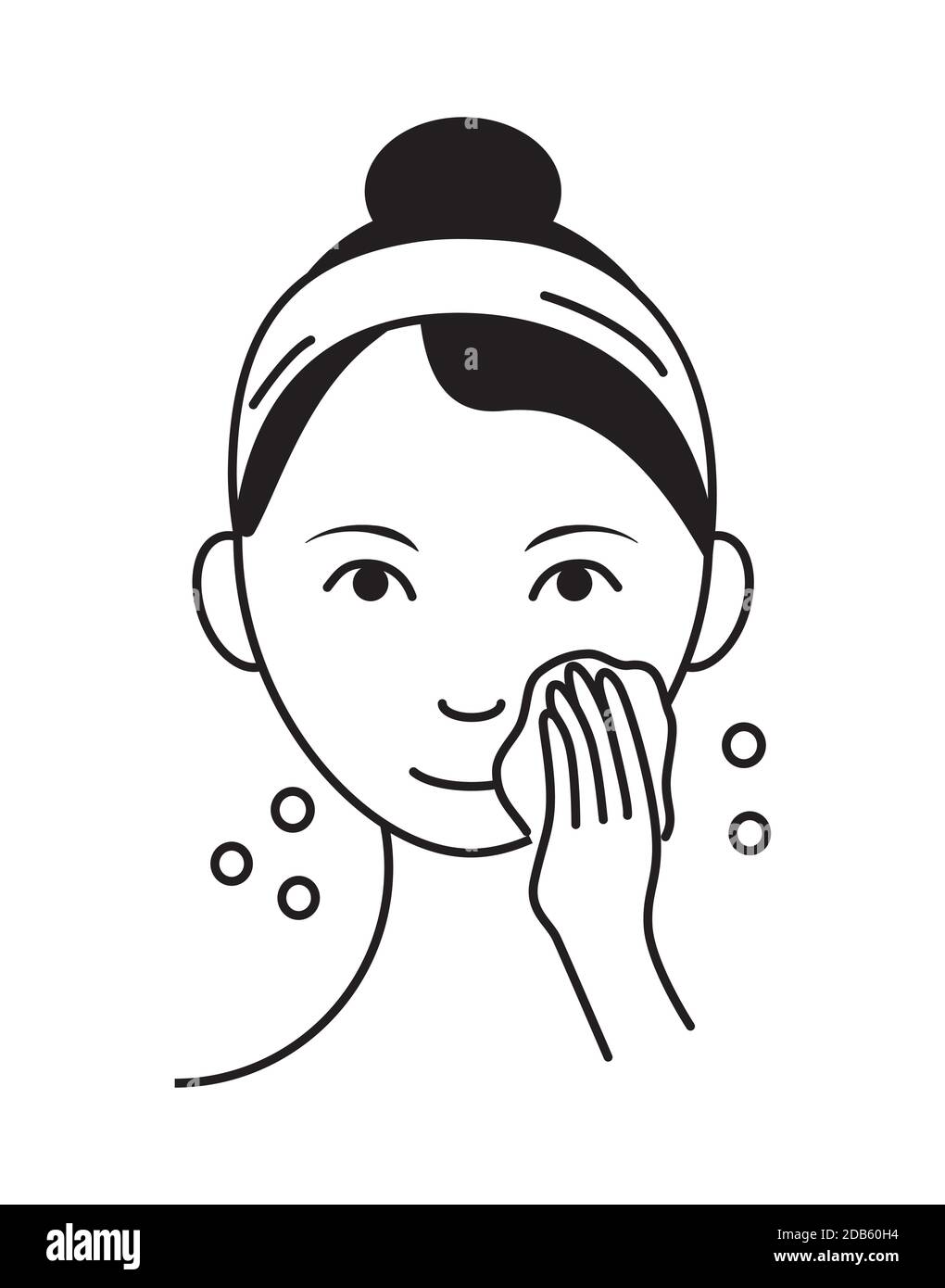 Washing Face Icon Vector Girl Shows How To Cleaning Whiting Face And