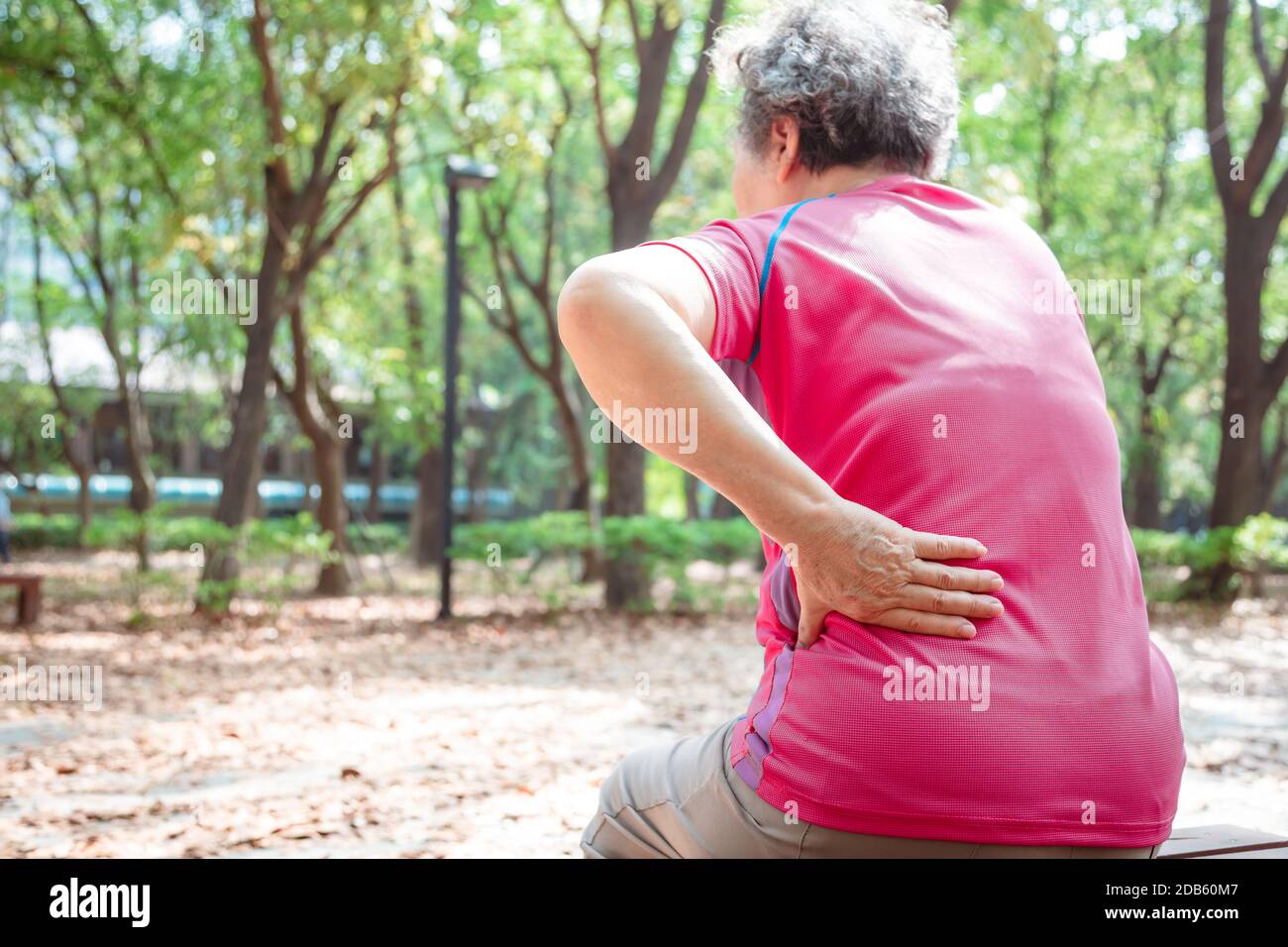 senior woman suffering from backache Stock Photo