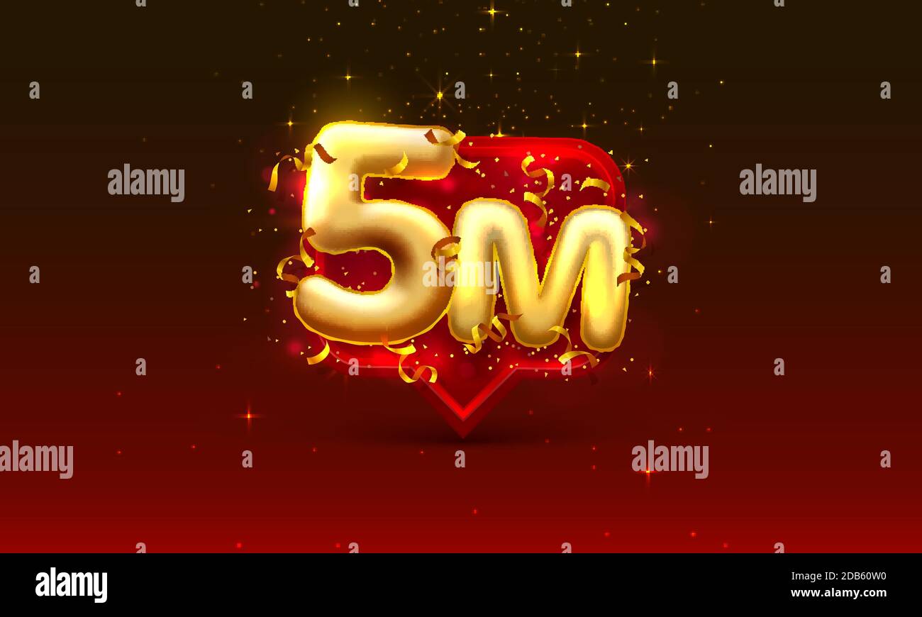 Thank you followers peoples, 5m online social group, happy banner celebrate, Vector illustration Stock Vector