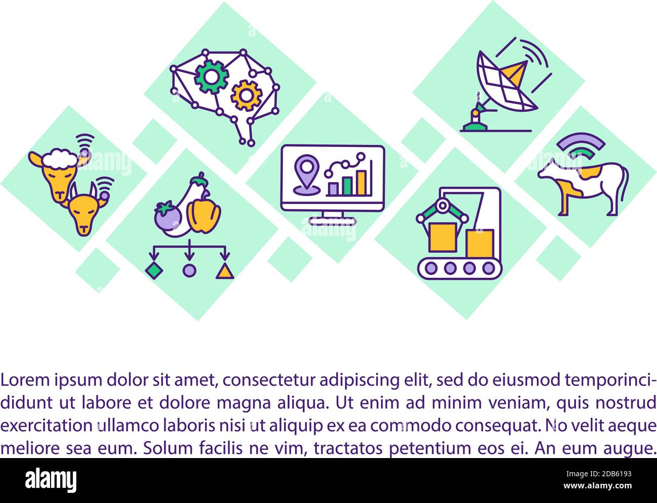 Technologies in agriculture industry concept icon with text Stock ...