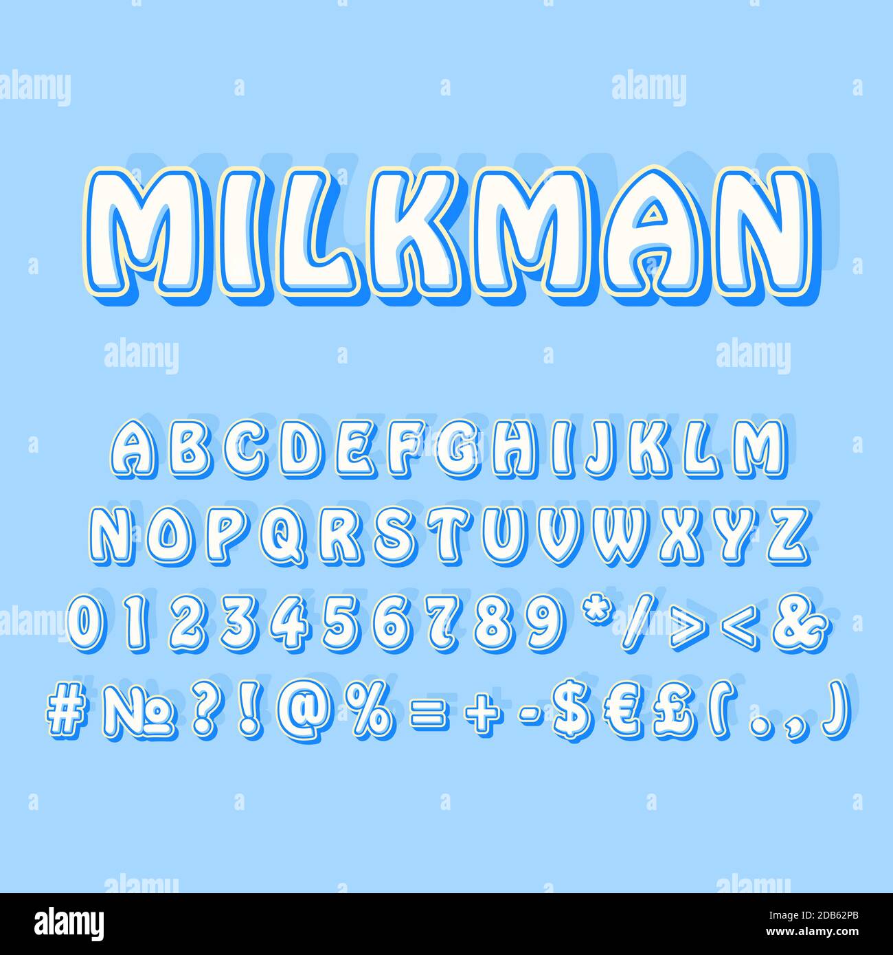 Milkman vintage 3d vector alphabet set Stock Vector