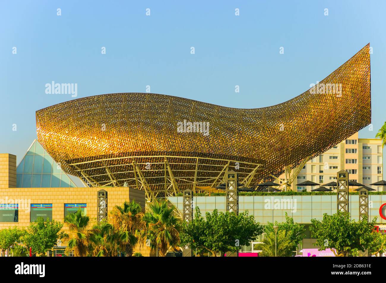 Famous Peix sculpture Gold Fish in area of Port Olympic. Barcelona