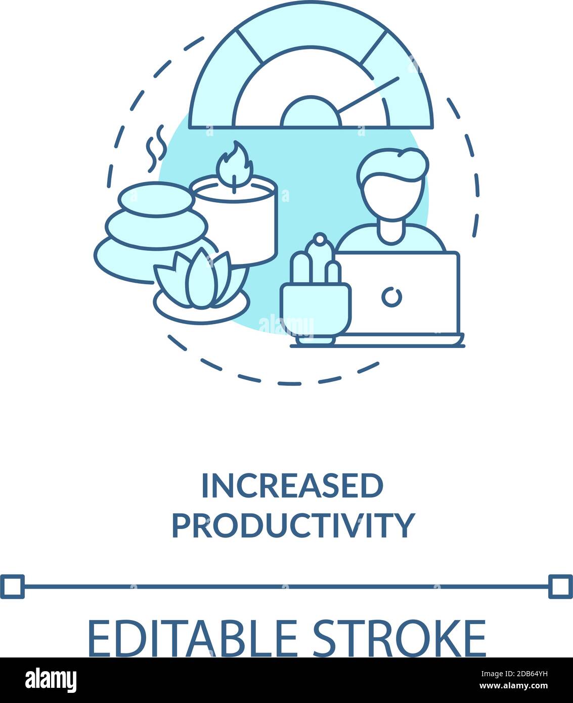 Increased productivity blue concept icon Stock Vector