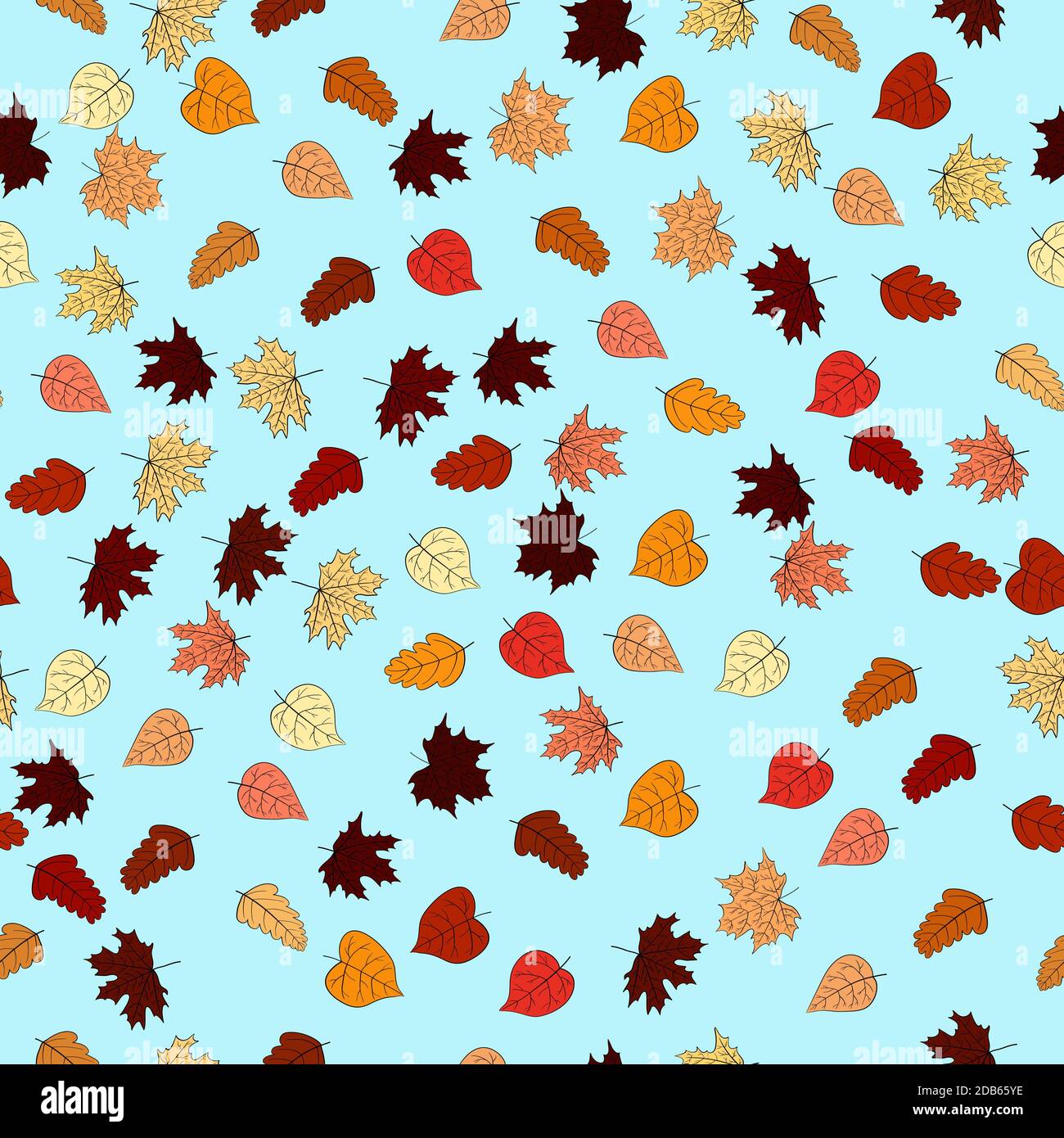 abstract doodle autumn leaves seamless pattern Stock Photo - Alamy