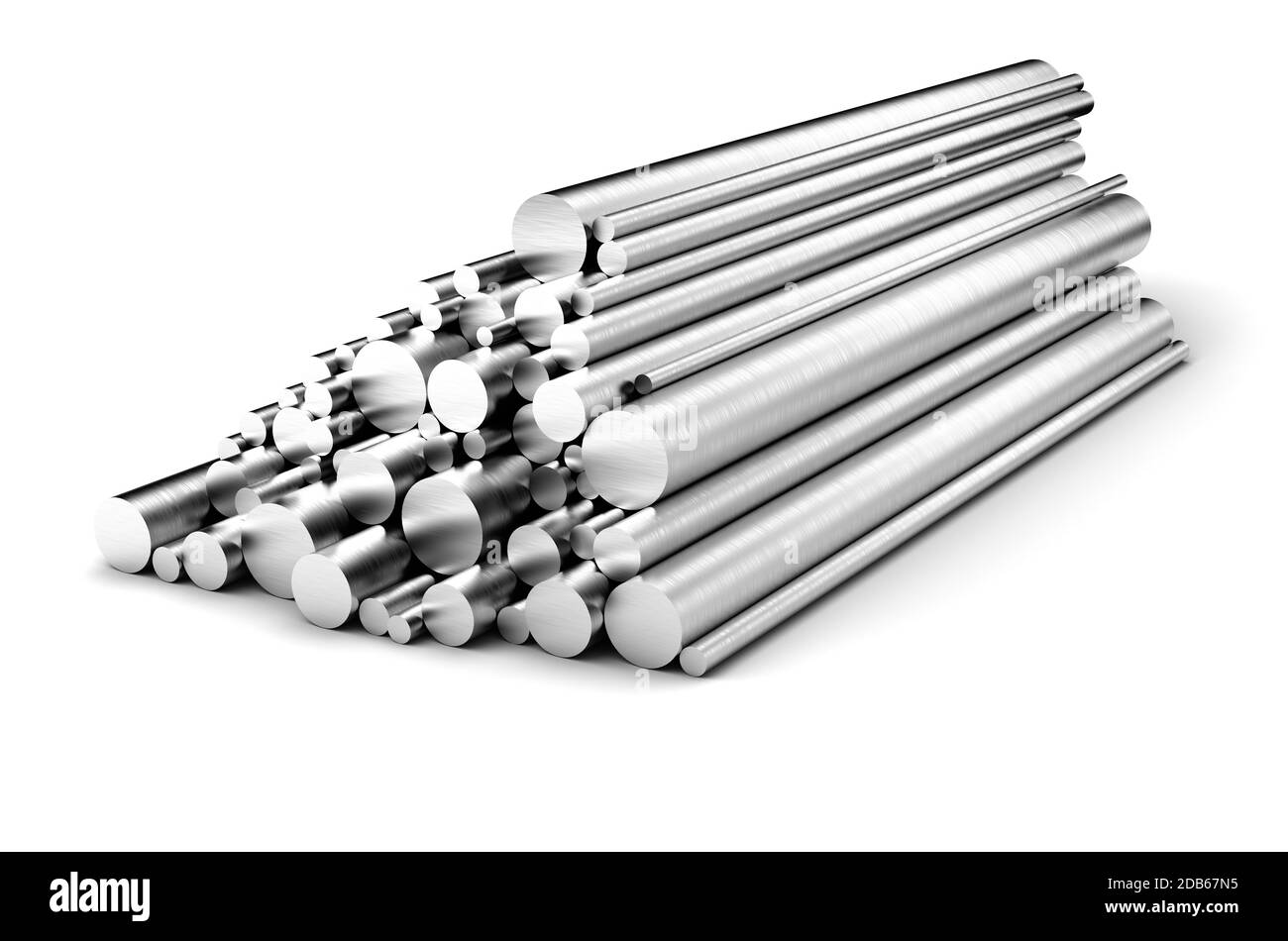 Stainless steel rods on white background Stock Photo Alamy