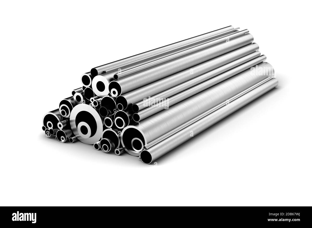 Stainless steel tubes on white background Stock Photo Alamy