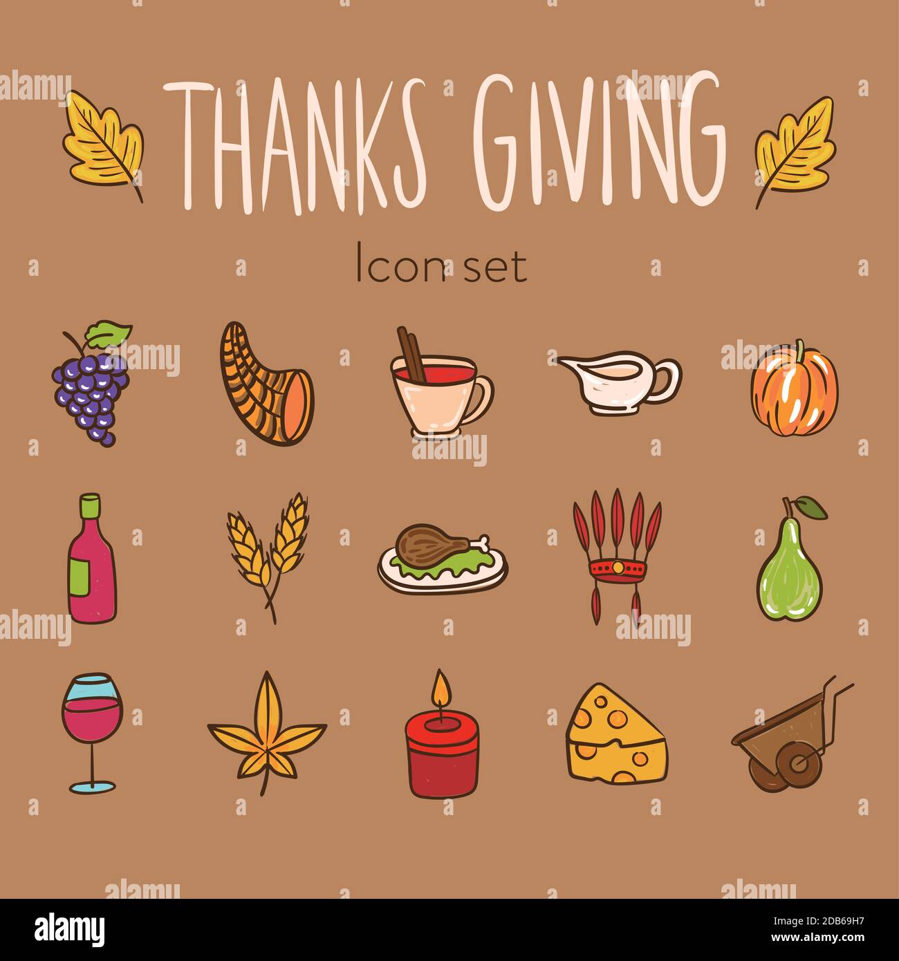 bundle of fifteen thanksgiving day set icons vector illustration design ...