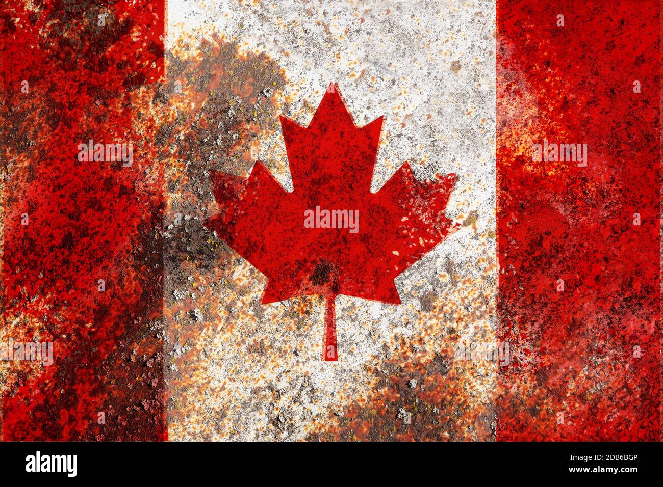 Canada flag on rusty metal background texture Stock Photo