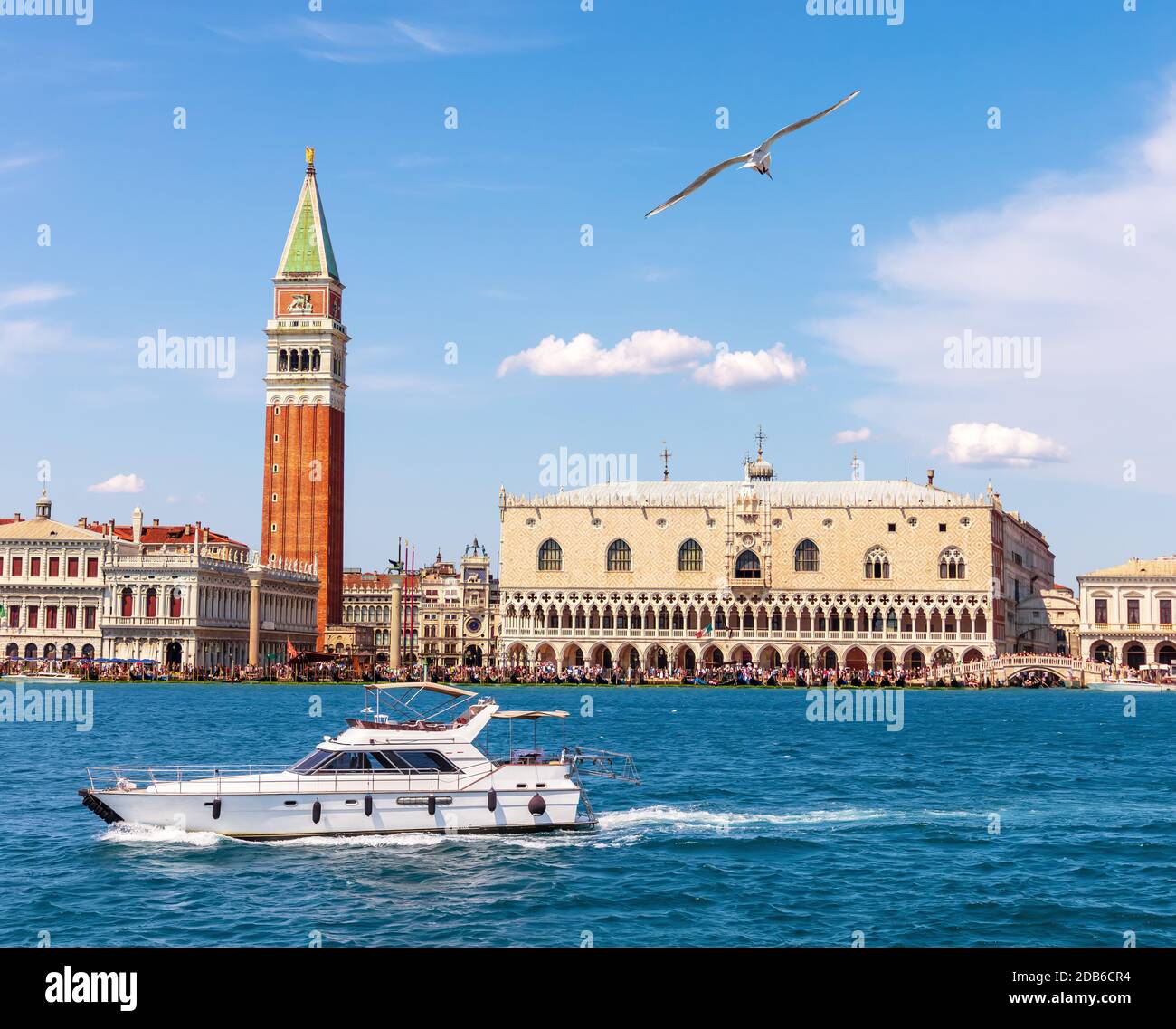 Doge's palace and the Camapanile, Grand canal of Venice, Italy. Stock Photo