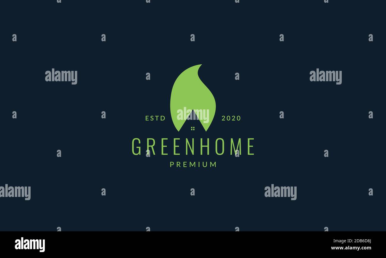 leaf green plant tree with home house roof modern logo icon vector ...