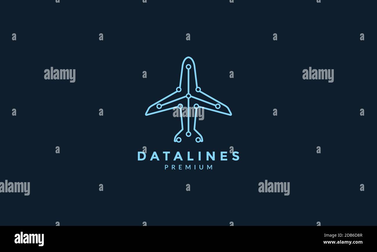 airplane line tech connect  logo icon vector illustration design Stock Vector