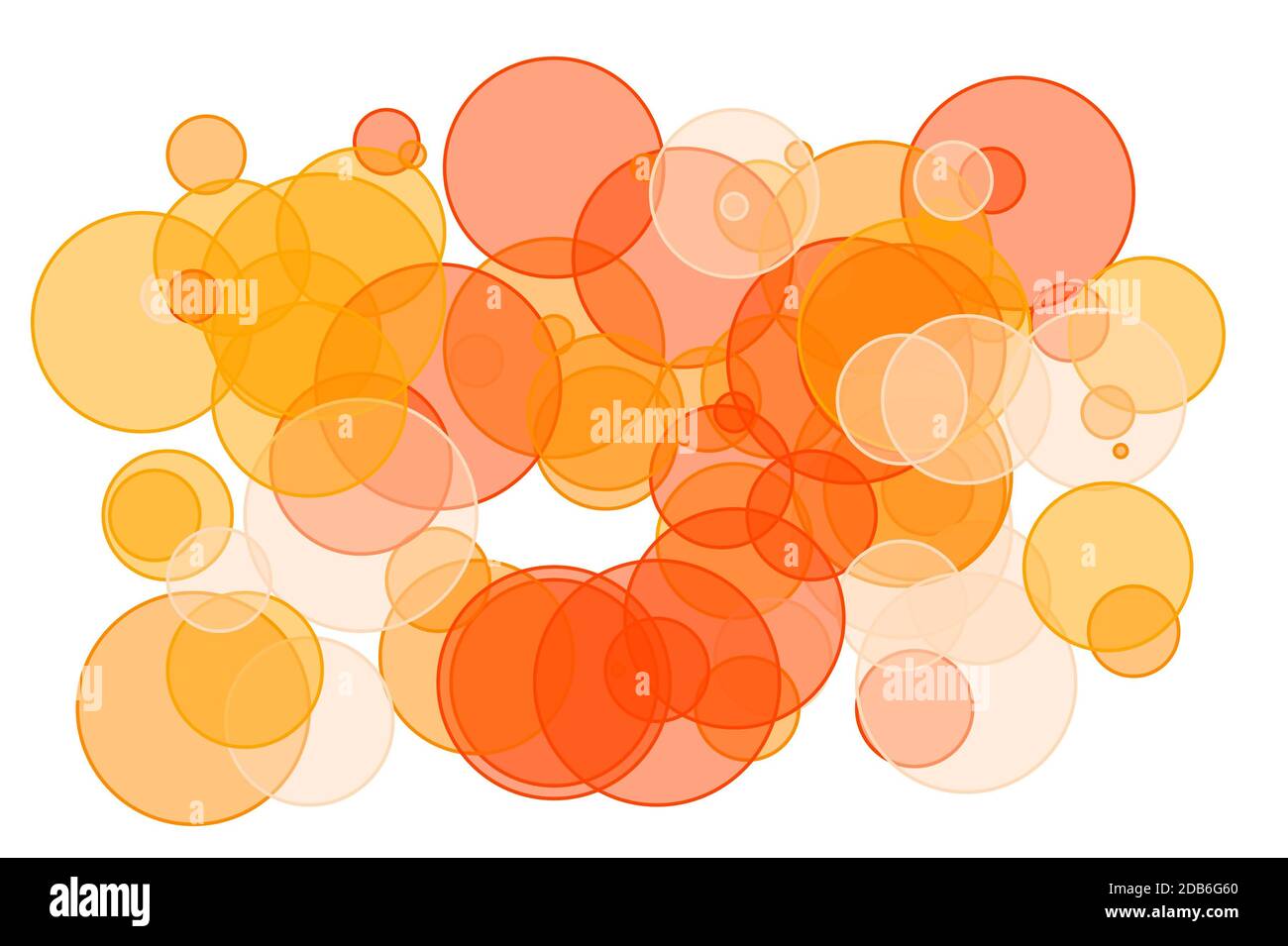 Abstract minimalist orange illustration with circles and white ...